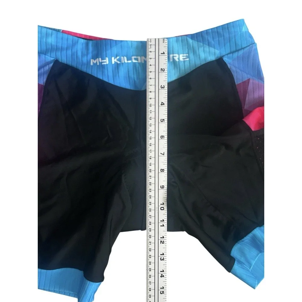 My Kilometre Cycling Shorts Womens XL Black Padded Pockets‎ Athletic Triathlon